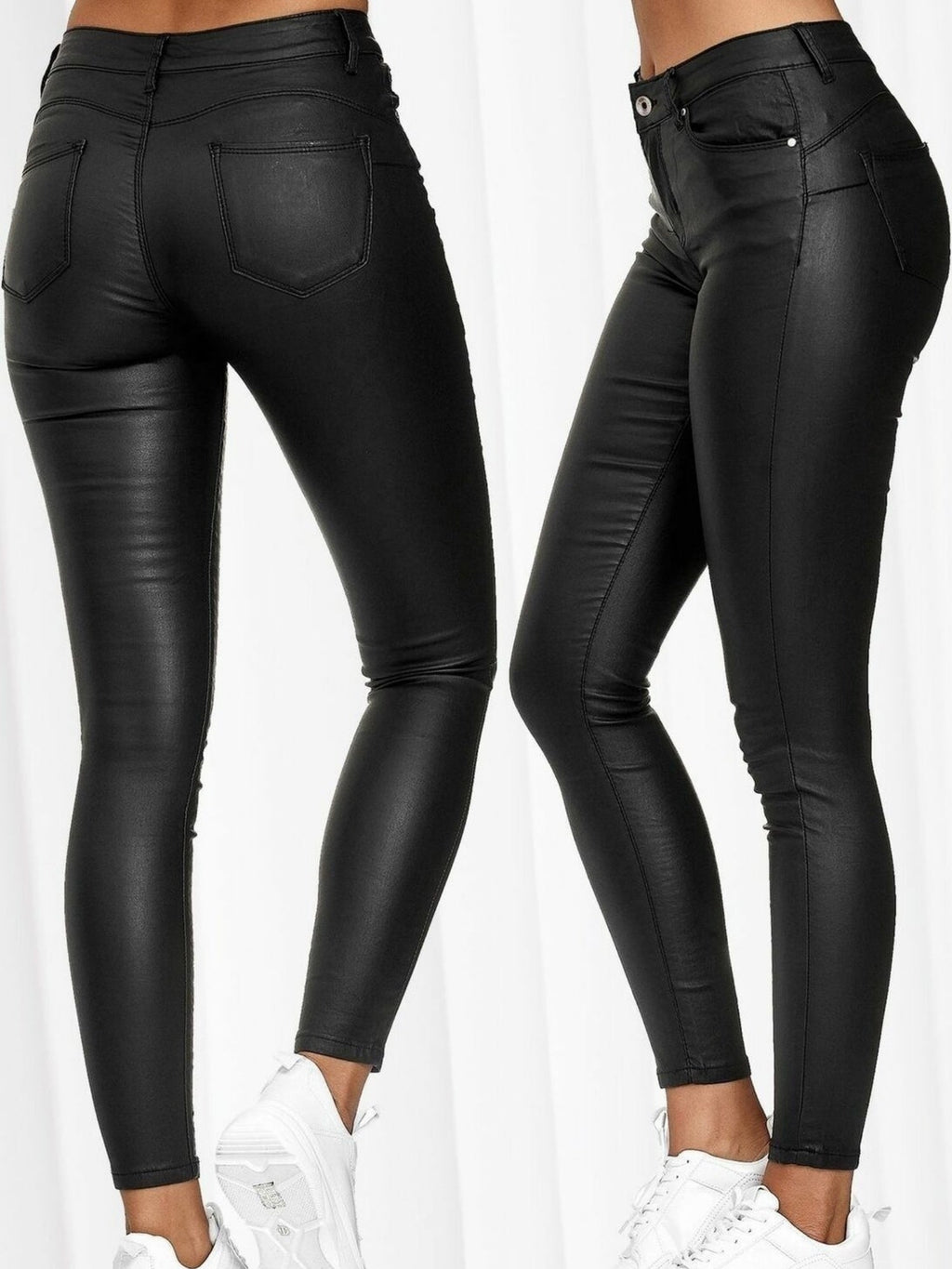 PU Leather Zipper Pants