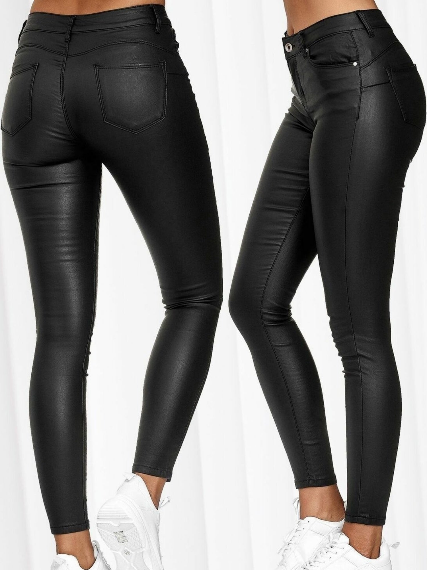 PU Leather Zipper Pants