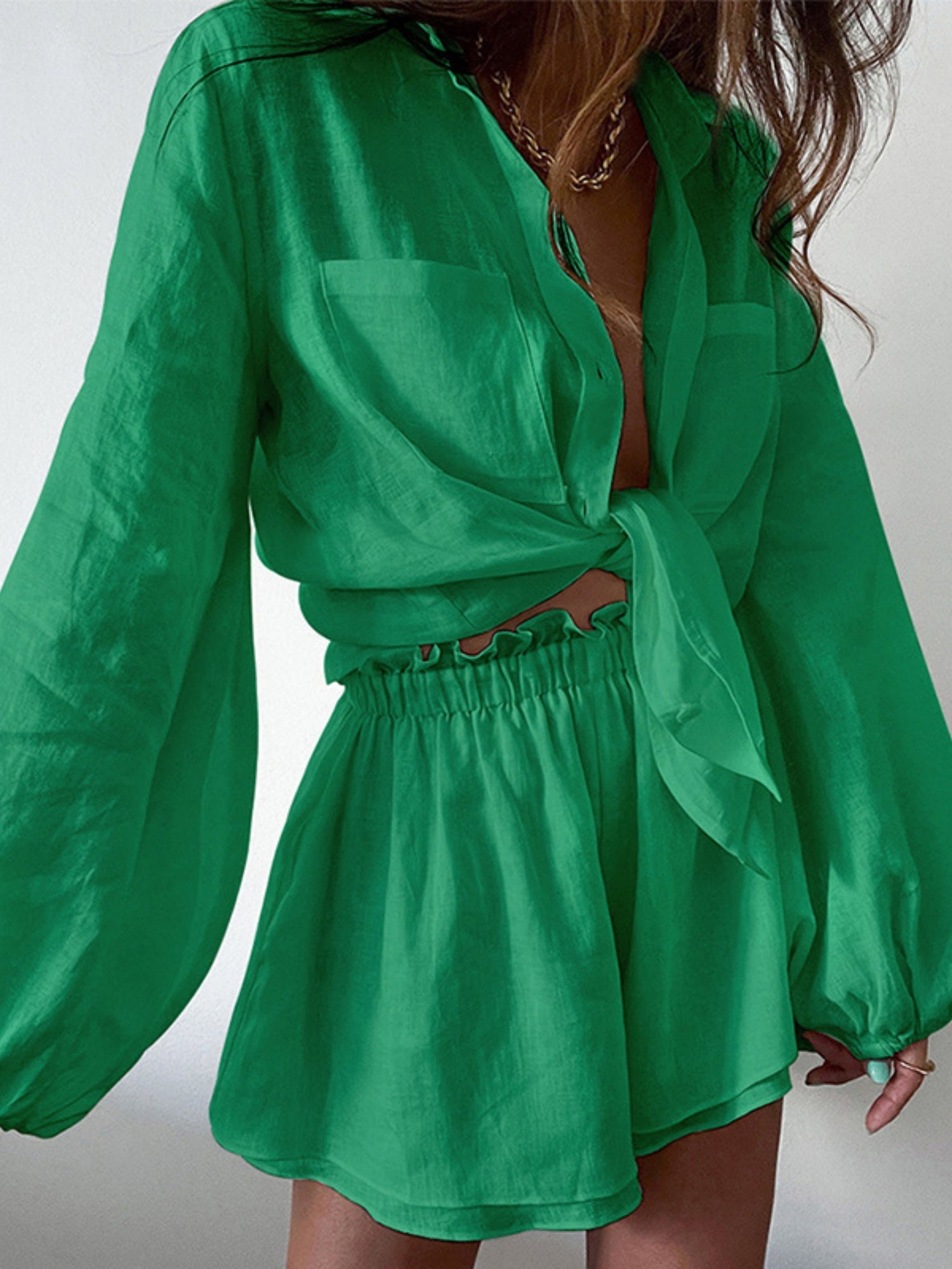 Ruffle Shorts And Shirt 2-piece Sets