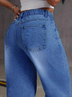 Casual Loose-fitting Washed Denim Trousers
