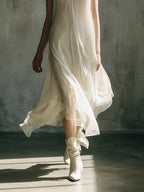 V-neck Sleeveless Chiffon Long Dress