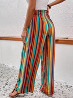 Color Lace Up Straight-fit Loose-fit Pants