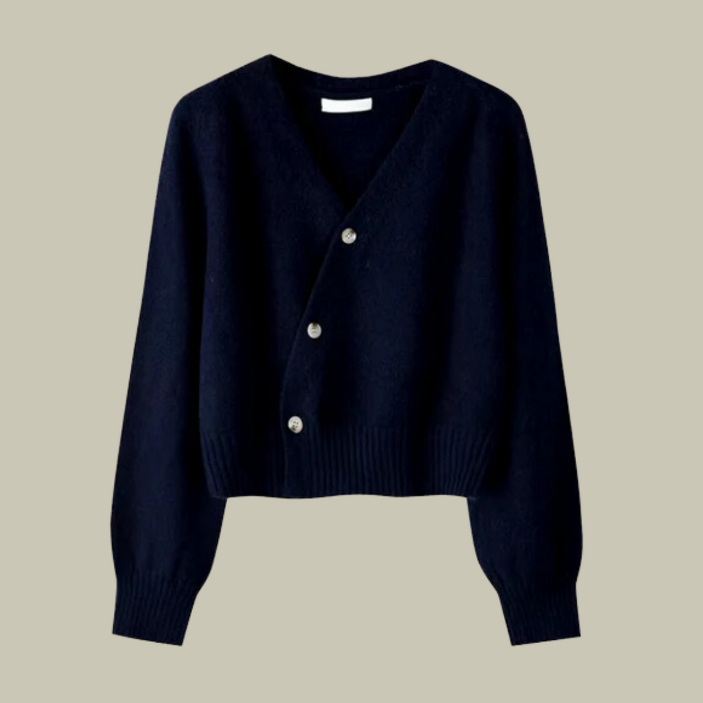 | Women’s Cross Button V Neck Merino Wool Sweater