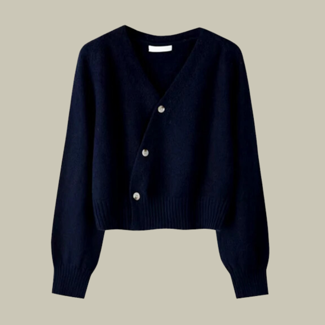 | Women’s Cross Button V Neck Merino Wool Sweater