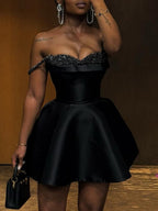 Sequins Splicing Off Shoulder A Pendulum Tutu Mini&Short Dresses