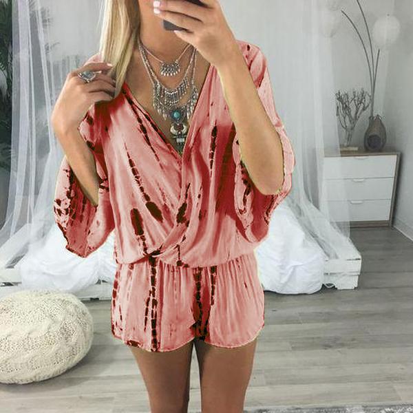 Tie Dye Wrap Front Rompers