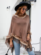 Knitting Tassel Hood Loose Cloak Shawl Sweaters