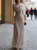 Swing Collar Tight Fit Pity Temperament Maxi Dresses