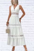 Plus Size Lace Swiss Dot Maxi Dress | Elegant & Flowy
