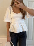White Puff Sleeves T-shirts