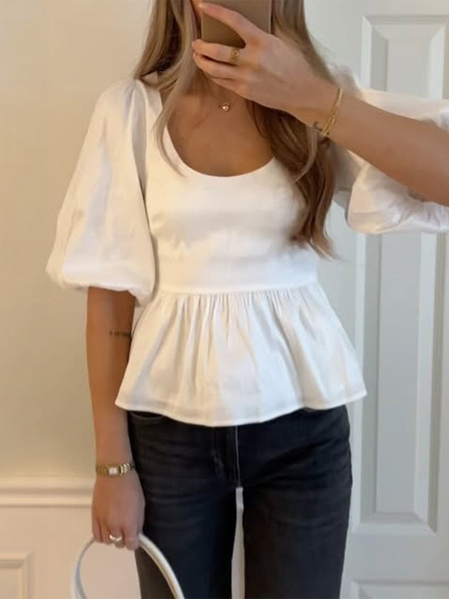 White Puff Sleeves T-shirts