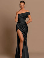 Liber Autumn Women's Slit Solid Color Midi Dresses