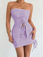 Strapless Bodycon Sexy Textured Two-piece Dress