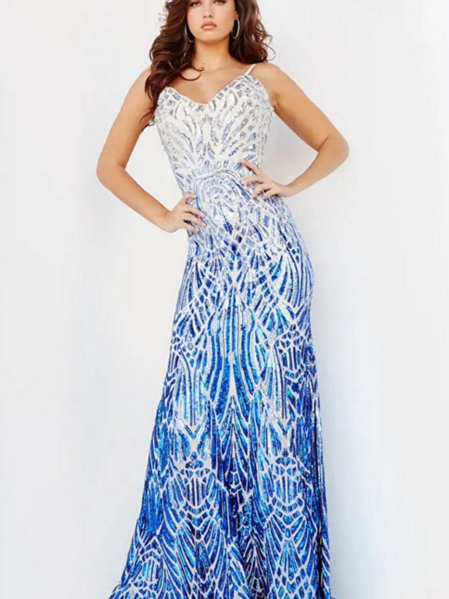 Sequins Gradient V-neck Backless Bandage Formal Dress Banquet Maxi Dresses