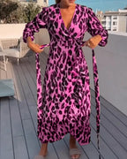 Nora Boutique V Neck Leopard Print Dress Statement Occasion Edit