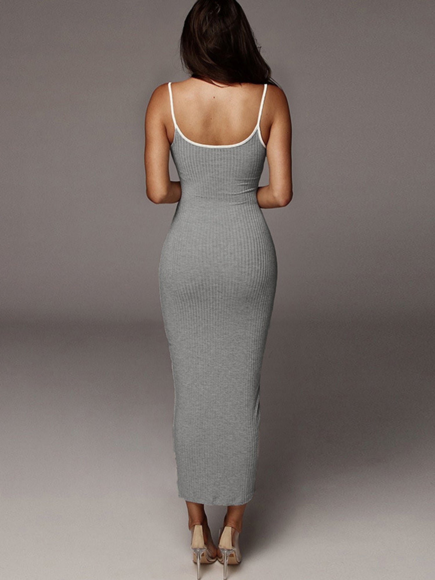 Color-blocked Exposed Backpack Buttocks Camisoles Maxi Dresses