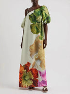 Off-shoulder Floral Print Maxi Dress For Vacation