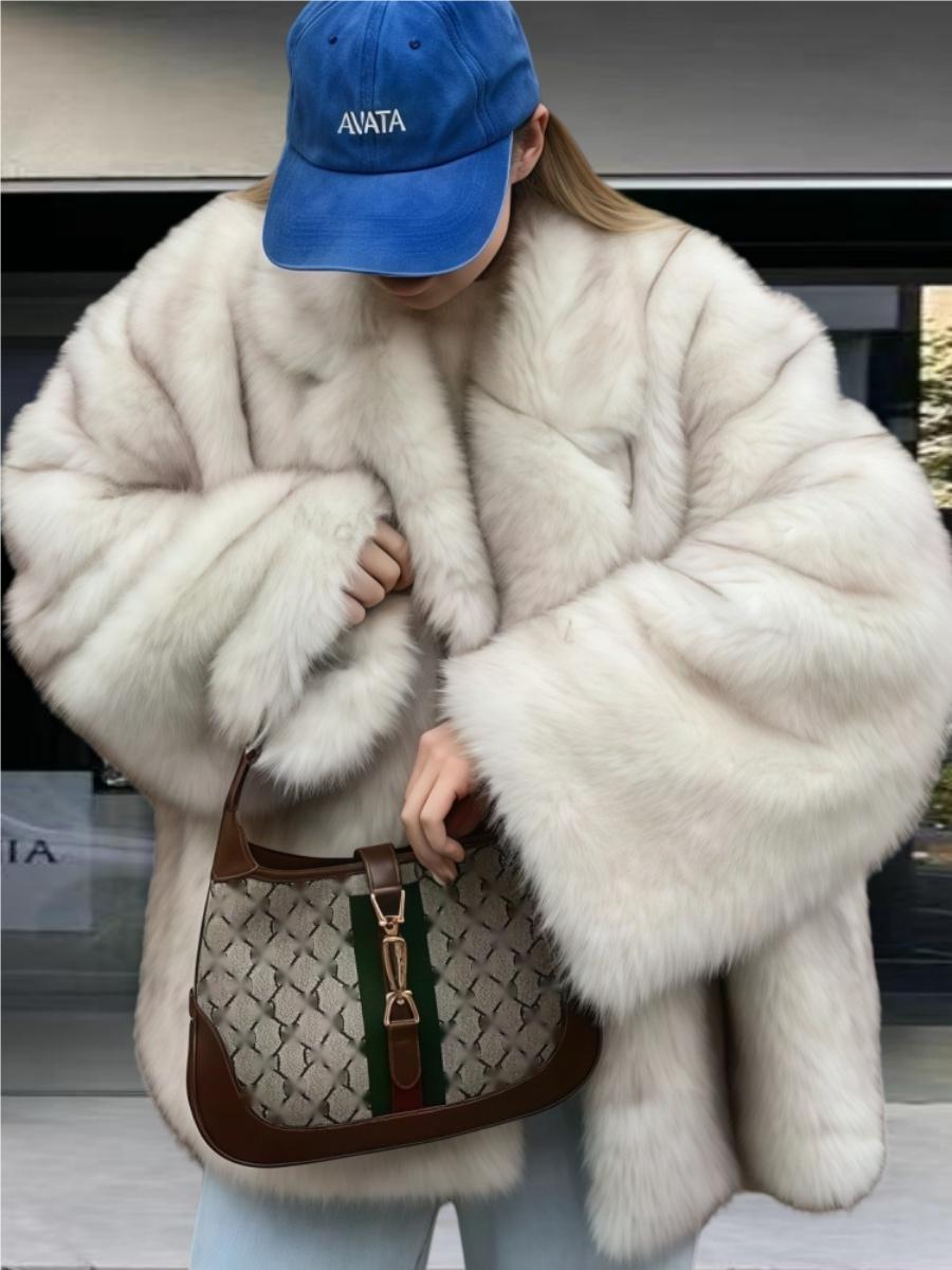 Cardigan With Turn-down Collar Faux Fur Dinner Parties Coats