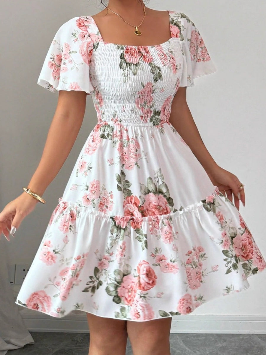 Hit Puff Sleeve Short Dress