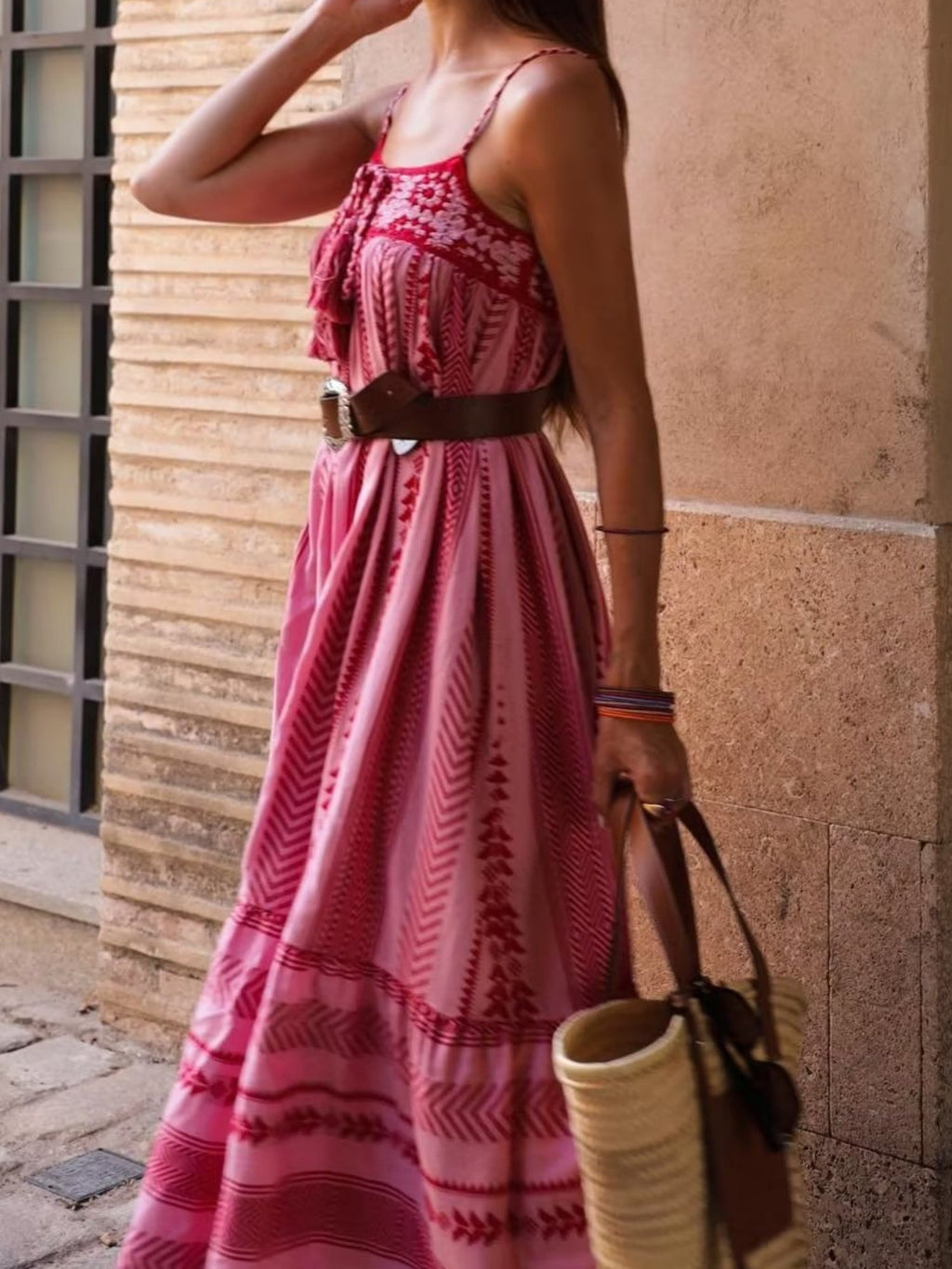 Applique Crochet Splicing Camisoles Maxi Dresses