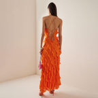 Wood Ear Slit Camisoles Formal Dress Maxi Dresses