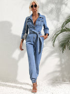 Button-up Slim-fit Jumpsuit Jeans