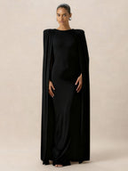 Cloak Style Longline Temperament Crew Neck Grace Maxi Dresses