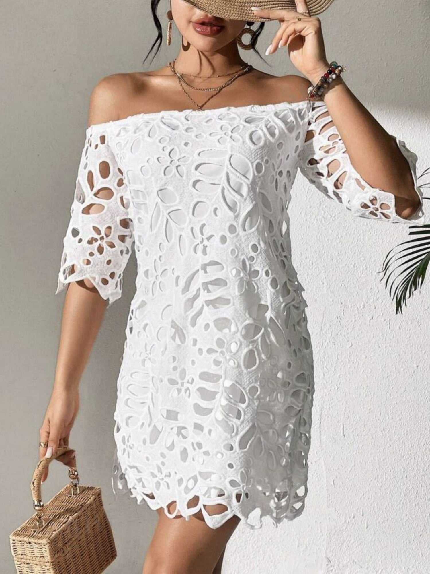 Lace Cutout Off-shoulder Mini&Short Dresses