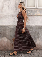 Polka Dots Deep V-neck Neckband Maxi Dresses