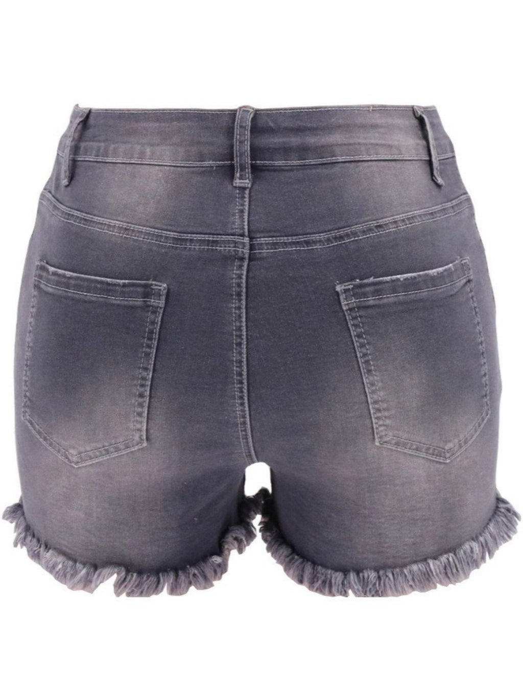 Hole Tassel High-waisted Stretch Washed Jeans