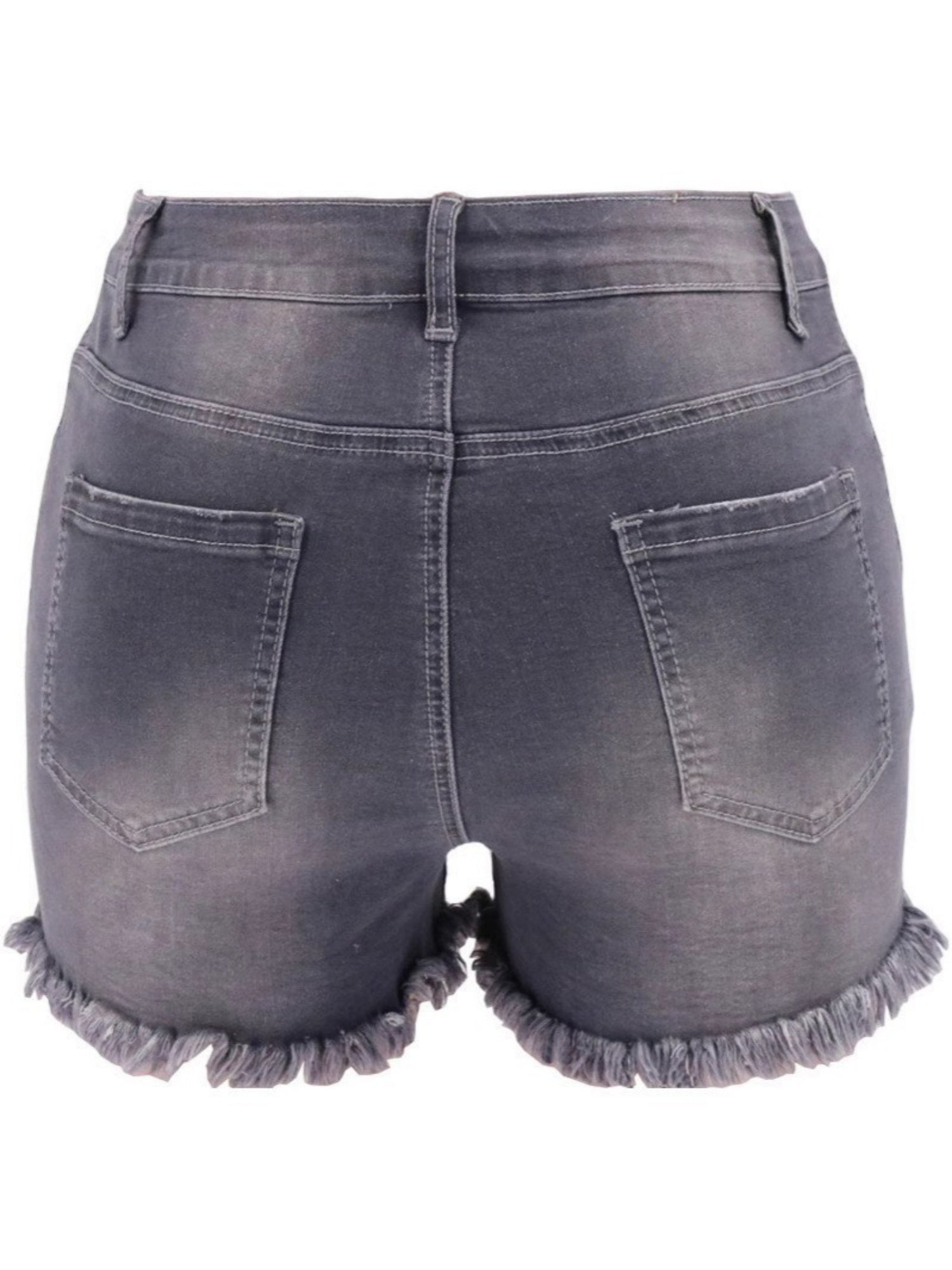 Hole Tassel High-waisted Stretch Washed Jeans