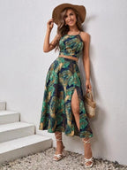 Camisoles Tube Top Bandage Jacket Loose-fit Printed Skirts Set 2-piece Sets