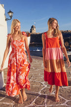 Botanical Leaf Print Smocked Square Neck Tie Shoulder Tiered Maxi Dress