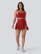 Irregular Pleated Skirt Round Button Skirts