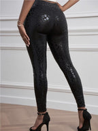 High Waist Stretch PU Leather Pants Tight Fit Perky Butt Pants