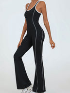 Color-blocked Backless Fitness Exercise Bodysuits