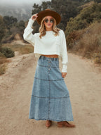 Denim Layered Splicing Skirts
