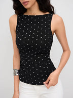 Polka Dots Gathered Waist Tank Tops