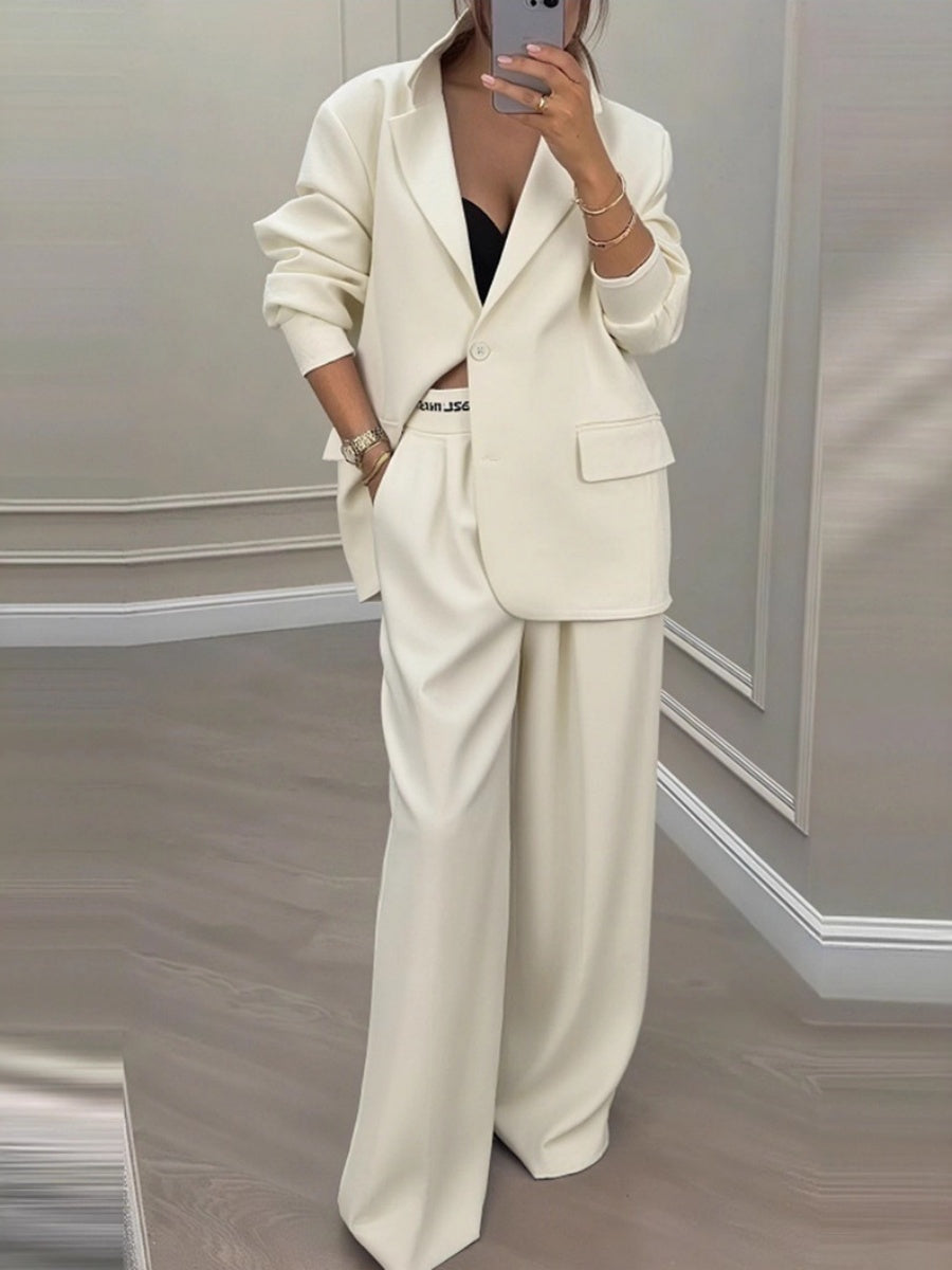 Leisure Wide-leg Pants Suit Commuter Suit 2-piece Sets