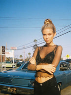 Long-sleeved Sheer Mesh Top