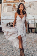 Snakeskin Print Button Front Spaghetti Strap Center Slit Maxi Dress
