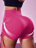 Drawstring High-waisted Hip Lift Exercise And Fitness Yoga Shorts