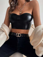PU Glossy Patent Leather Cropped Tube Top