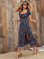 Amara Chic Floral Split Dress Statement Occasion Edit