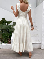 V-neck Pleats Comfort Gentle Maxi Dresses
