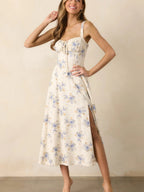 Floral Camisoles Bandage Temperament Slit Sexy Vacation And Leisure Maxi Dresses