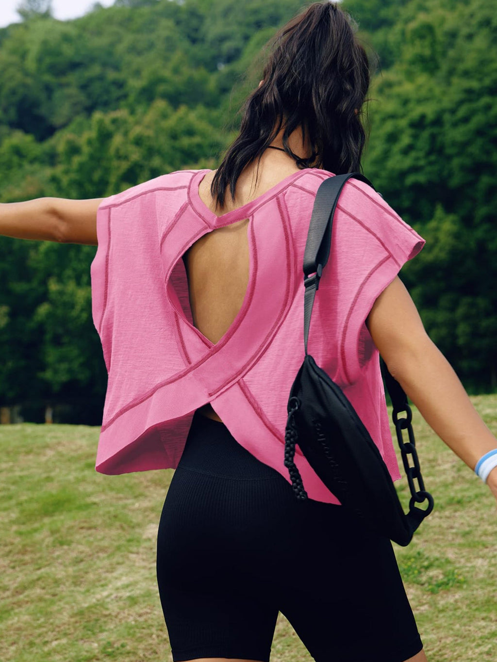 Backless Yoga Relaxed And Casual T-shirts