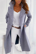 Classic Double Breasted Collared Midi Winter Overcoat