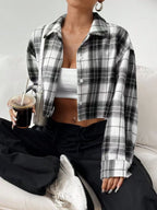 Cardigan Cropped Coat Plaid Shirts