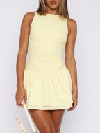 Backless Solid Color Mini&Short Dresses
